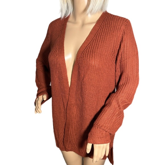 🚨New Pinque Jamelya Criss Cross Back Knit Cardigan Sweater in Artisan Rust - Picture 7 of 7